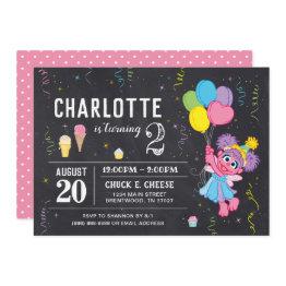 Small Sesame Street | Abby Cadabby Chalkboard Birthday Invitation Front View