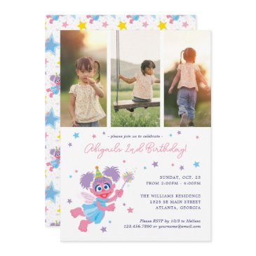 sesame street abby cadabby photo collage birthday invitation