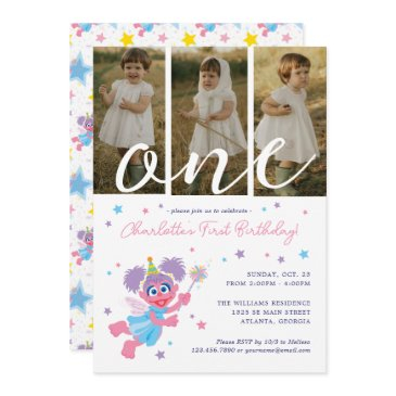 sesame street abby cadabby photo collage birthday invitation