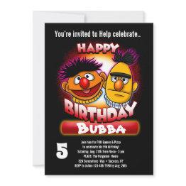 Small Sesame Street | Bert & Ernie Themed Birthday - Tm/ Invitation Front View