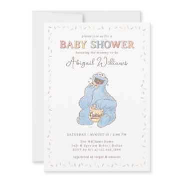 sesame street cookie monster confetti baby shower invitation