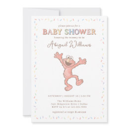 Small Sesame Street Elmo Confetti Baby Shower Invitation Front View