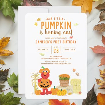 sesame street - elmo | pumpkin first birthday invitation