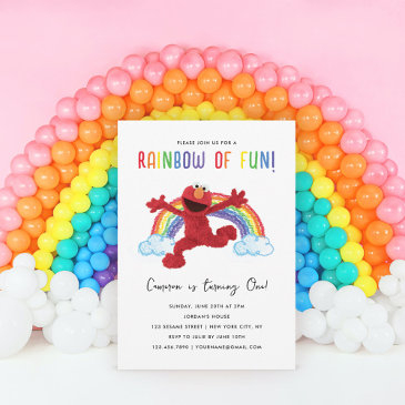 sesame street - elmo rainbow of fun birthday invitation