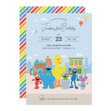 sesame street friends kids birthday invitation