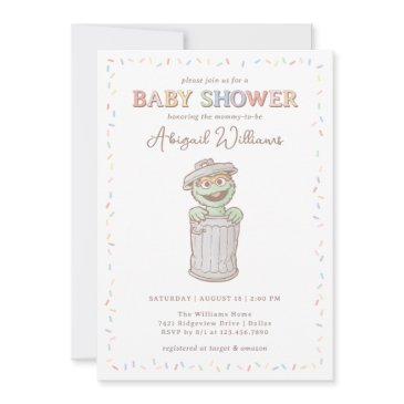 sesame street oscar confetti baby shower invitation