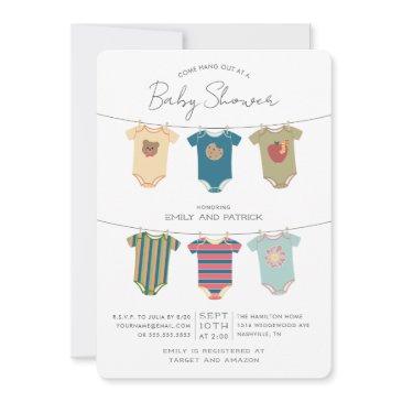 sesame street pals bodysuits baby shower invitation