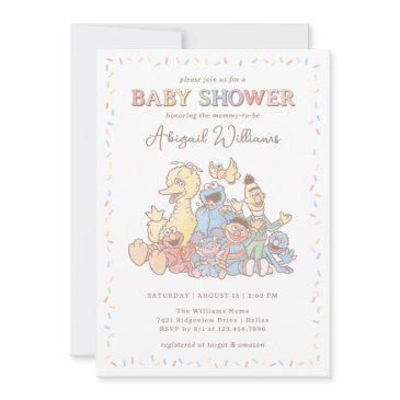 sesame street pals confetti baby shower invitation