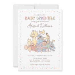 Small Sesame Street Pals Confetti Baby Sprinkle Invitation Front View