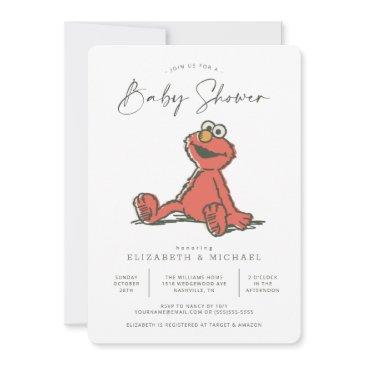 sesame street vintage elmo baby shower invitation