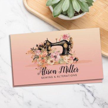 sewing and alterations - vintage style art business invitations