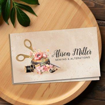 sewing and alterations - vintage style art business invitations