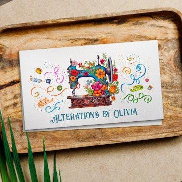 sewing and alterations - vintage style art business invitations