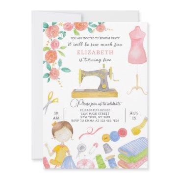 sewing birthday invitation