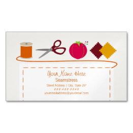 Small Sewing Theme Magnetic Business Invitations Front View