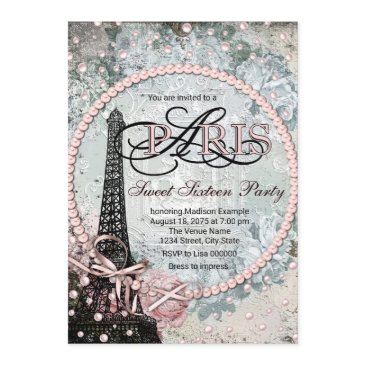 shabby chic paris sweet 16 party invitation
