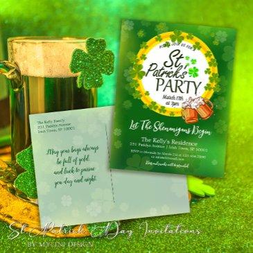 shamrocks and beer st. patrick's day invitation