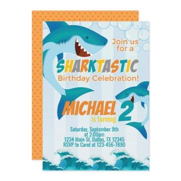 shark birthday party invitation invite