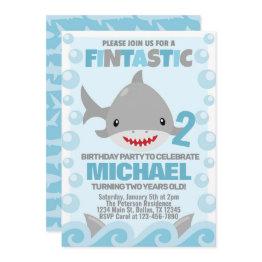 Small Shark Birthday Party Invitation Invite Front View