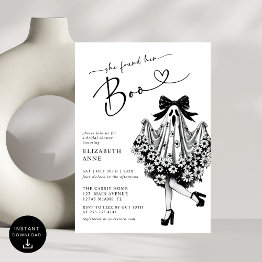 Small She Found Her Boo Ghost Floral Bridal Shower Invitation Front View
