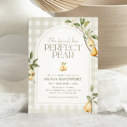 Small She Found Her Perfect Pear Botanical Bridal Shower Invitation Front View