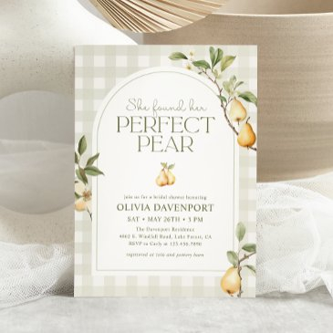 she found her perfect pear botanical bridal shower invitation