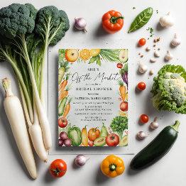 Small She Is Off The Market Farmers Market Bridal Shower Invitation Front View