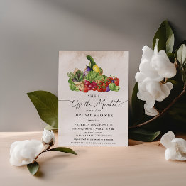 Small She Is Off The Market Farmers Market Bridal Shower Invitation Front View
