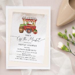 Small She Is Off The Market Farmers Market Bridal Shower Invitation Front View