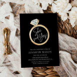 Small She Said Yes Bridal Shower Invitation Front View