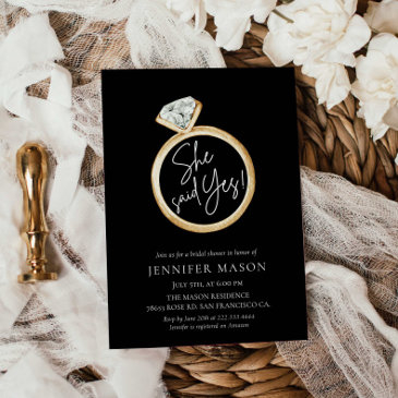 she said yes bridal shower invitation