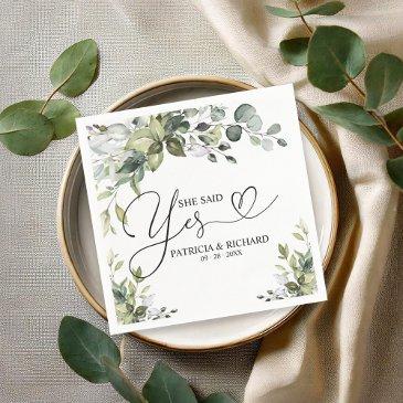 she said yes cute engagement party napkins