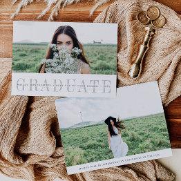 Small Sheer Stripe | Two Photo Graduation Announcement Front View