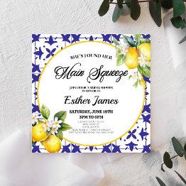 Small She's Found Her Main Squeeze Lemon Bridal Shower Invitation Front View