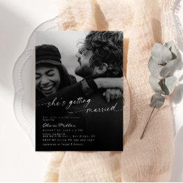 Small She's Getting Married Photo Bridal Shower Invitation Front View
