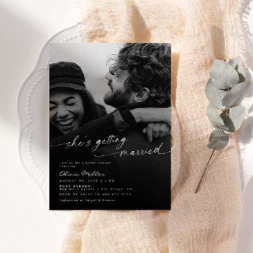 she's getting married photo bridal shower invitation