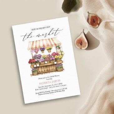 she's off the market flower shop bridal shower invitation