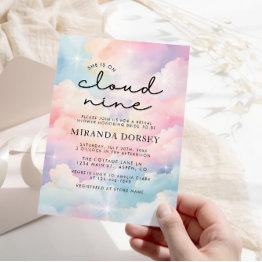Small She's On Cloud Nine Dreamy Stars Bridal Shower Invitation Front View