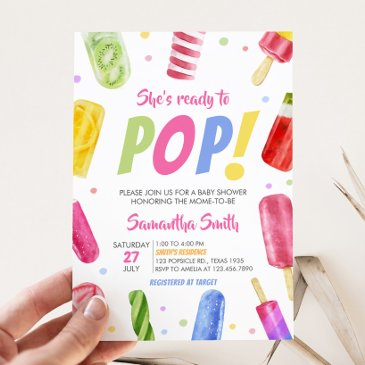 she's ready to pop baby shower invitation