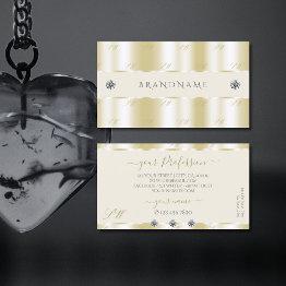 Small Shimmery Gold Sparkle Diamonds Initials Luxurious Business Invitations Front View