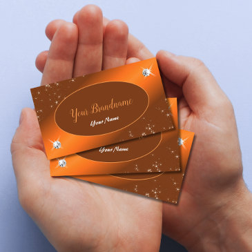 shimmery orange cute glitter stars luxury jewels business invitations