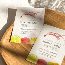 Small Shrimp Boil | Seafood Themed Birthday Party Invitation Front View