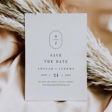 shylah neutral elegant black white classic wedding save the date