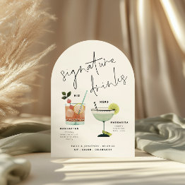 Small Signature Drinks Custom Cocktails Arch Bar Sign Invitation Front View