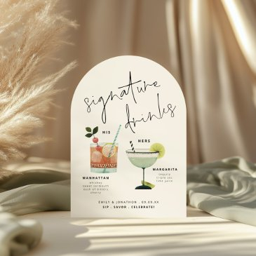 signature drinks custom cocktails arch bar sign invitation
