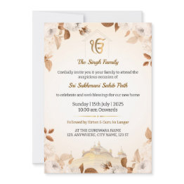 Small Sikh Housewarming Invitation Invitations, Sukhmani Path Front View