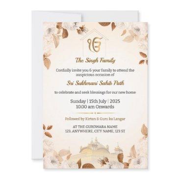 sikh housewarming invitation invitations, sukhmani path