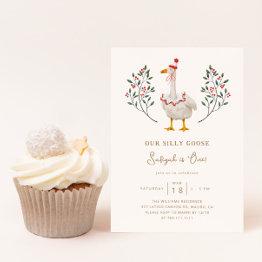 Small Silly Goose First Birthday Party Invitation Front View
