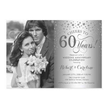 silver 60th wedding anniversary with photo invitation