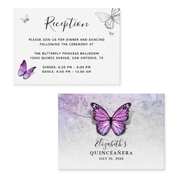 silver and light purple butterfly details enclosure invitations